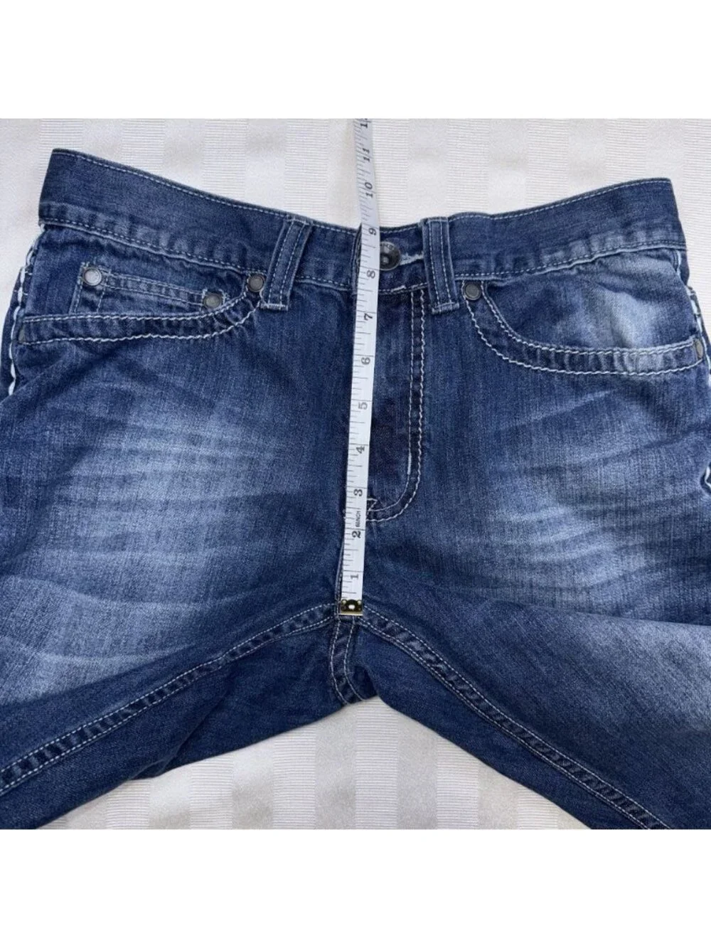Helix Jeans Mens 29X30 Straight Leg Embroidered Y2K Cotton Grunge Goth Logo Flap